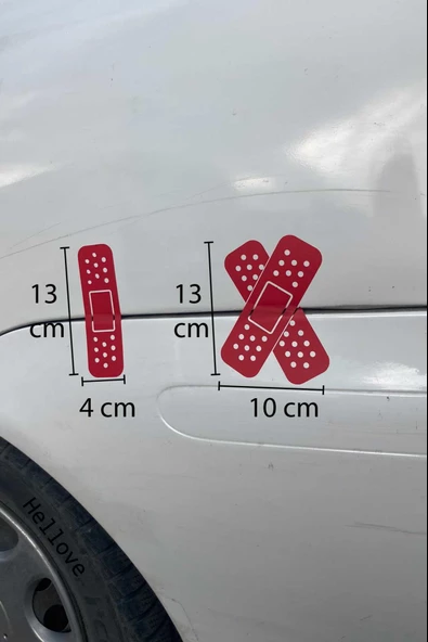Yara Bandı Oto Araba Sticker İkili Set Düz ve Çapraz Delikli Yarabandı 13 cm Boyunda - 2