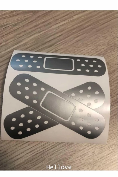 Yara Bandı Oto Araba Sticker İkili Set Düz ve Çapraz Delikli Yarabandı 13 cm Boyunda - 10