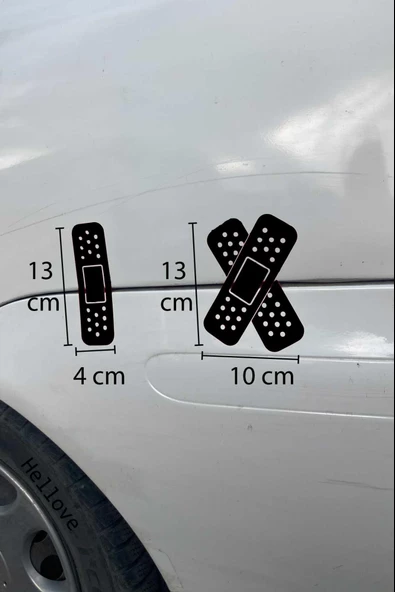 Yara Bandı Oto Araba Sticker İkili Set Düz ve Çapraz Delikli Yarabandı 13 cm Boyunda - 7