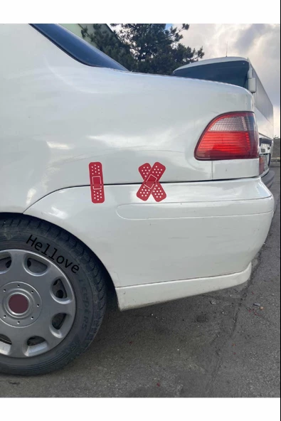 Yara Bandı Oto Araba Sticker İkili Set Düz ve Çapraz Delikli Yarabandı 13 cm Boyunda - 3