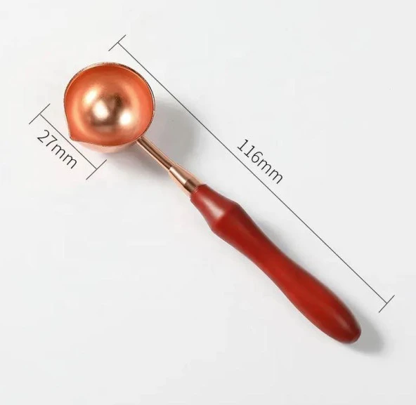 Ahşap Sap Mum Mühürü Eritme Kaşığı Paslanmaz Çelik Rose Gold - Resim 2