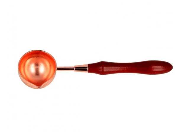 Ahşap Sap Mum Mühürü Eritme Kaşığı Paslanmaz Çelik Rose Gold - Resim 3
