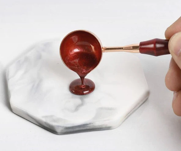 Ahşap Sap Mum Mühürü Eritme Kaşığı Paslanmaz Çelik Rose Gold - Resim 6