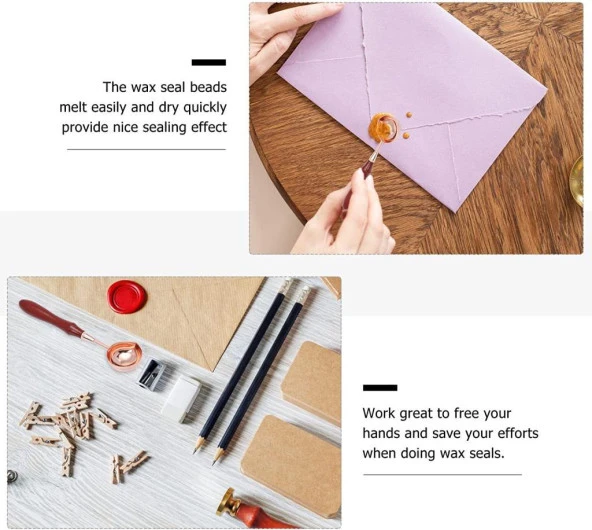 Ahşap Sap Mum Mühürü Eritme Kaşığı Paslanmaz Çelik Rose Gold - Resim 8