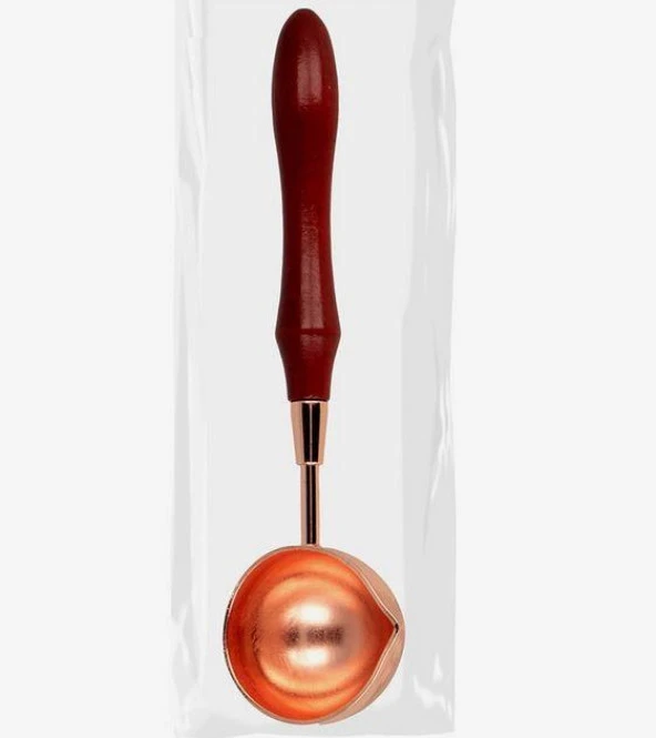 Ahşap Sap Mum Mühürü Eritme Kaşığı Paslanmaz Çelik Rose Gold - Resim 10