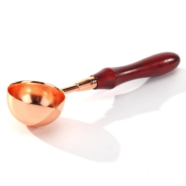 Ahşap Saplı Retro Mum Mühürü Eritme Kaşığı Rose Gold - 3