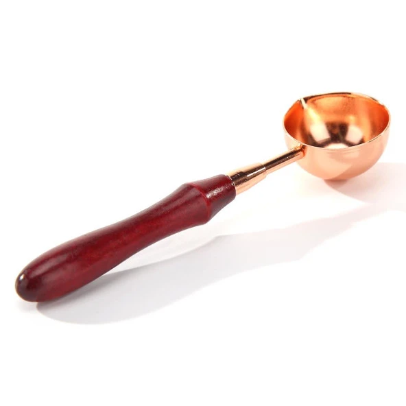 Ahşap Saplı Retro Mum Mühürü Eritme Kaşığı Rose Gold - 5