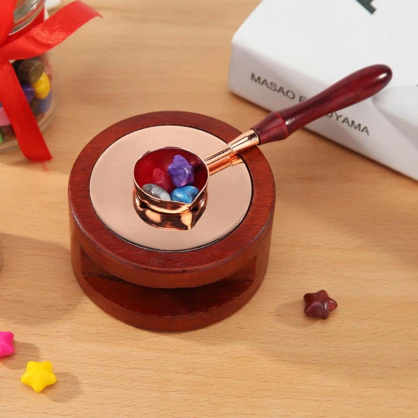 Ahşap Saplı Retro Mum Mühürü Eritme Kaşığı Rose Gold - 10