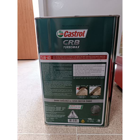 Castrol CRB Turbomax 15W-40 18 Litre Motor Yağı Üretim Yılı 2025 - 3