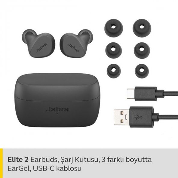 Jabra Elite 2 TWS Kulak İçi Bluetooth Kulaklık Gri - 5