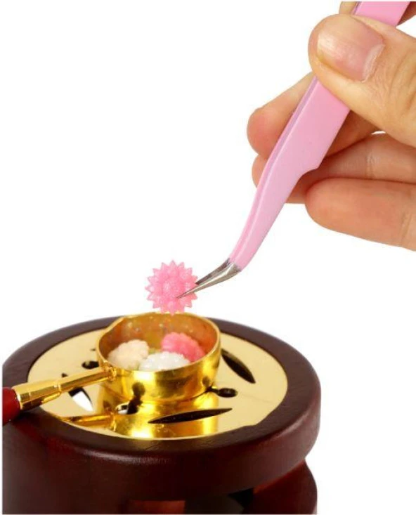 İkili Cımbız Seti Paslanmaz Çelik Pembe Renk Düz ve Kavisli Model - Resim 9