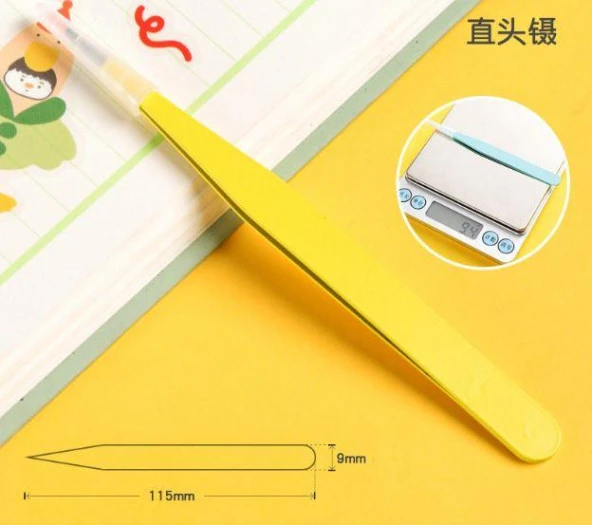 İkili Cımbız Seti Paslanmaz Çelik Sarı Renk Düz ve Kavisli Model - Resim 4