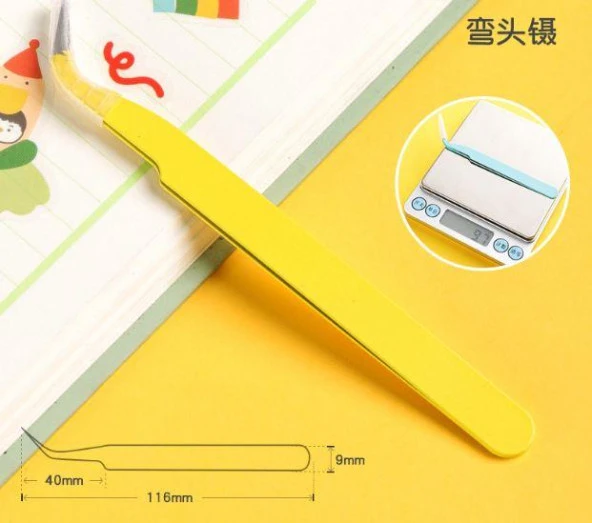 İkili Cımbız Seti Paslanmaz Çelik Sarı Renk Düz ve Kavisli Model - Resim 5