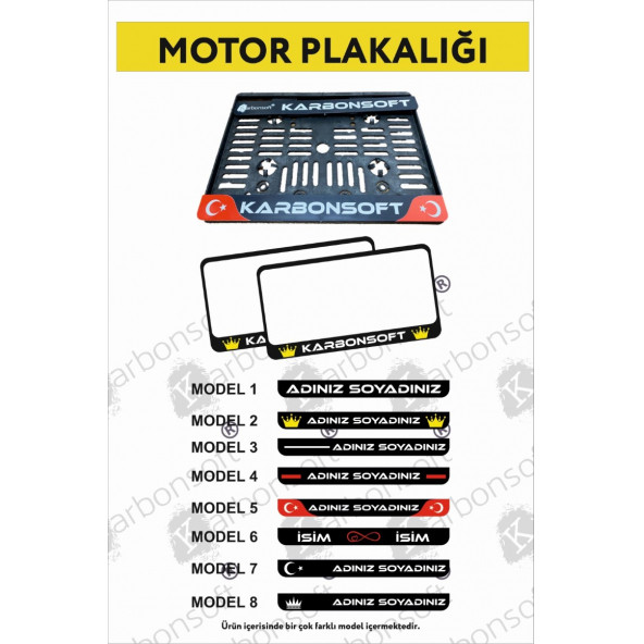 Motor Plakalığı 1  Adet Motorsiklet Takmatik Kişiye Özel Plakalık