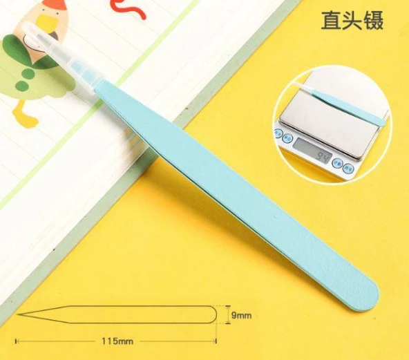 İkili Cımbız Seti Paslanmaz Çelik Mavi Renk Düz ve Kavisli Model - Resim 4