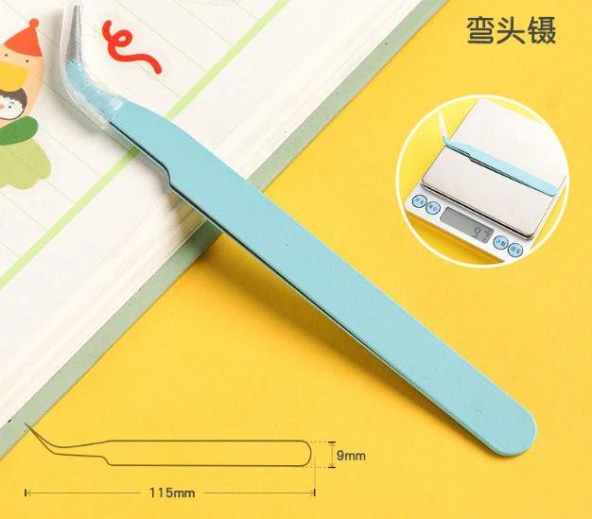 İkili Cımbız Seti Paslanmaz Çelik Mavi Renk Düz ve Kavisli Model - Resim 5