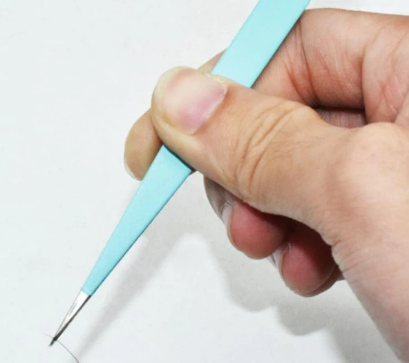 İkili Cımbız Seti Paslanmaz Çelik Mavi Renk Düz ve Kavisli Model - Resim 6