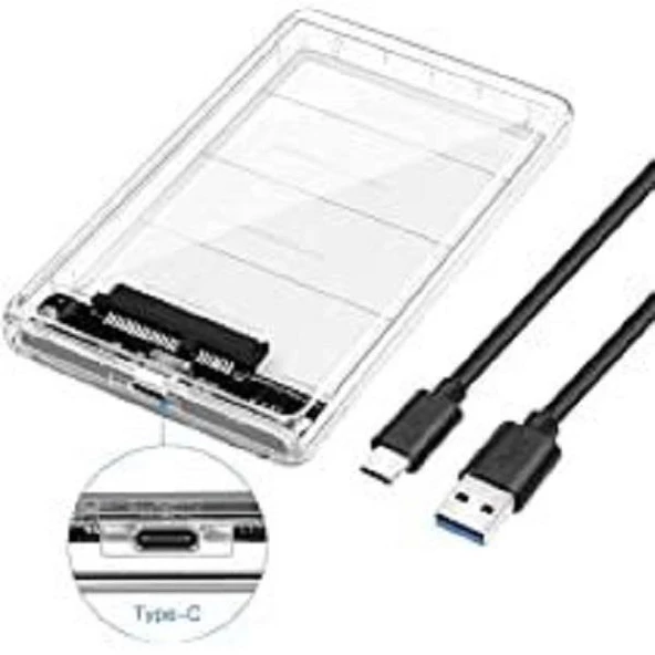 HARDDİSK KUTUSU ŞEFFAF 2.5'' HDD 3.1 TO TYPE-C 6 GBPS MAX 4 TB ürün görseli
