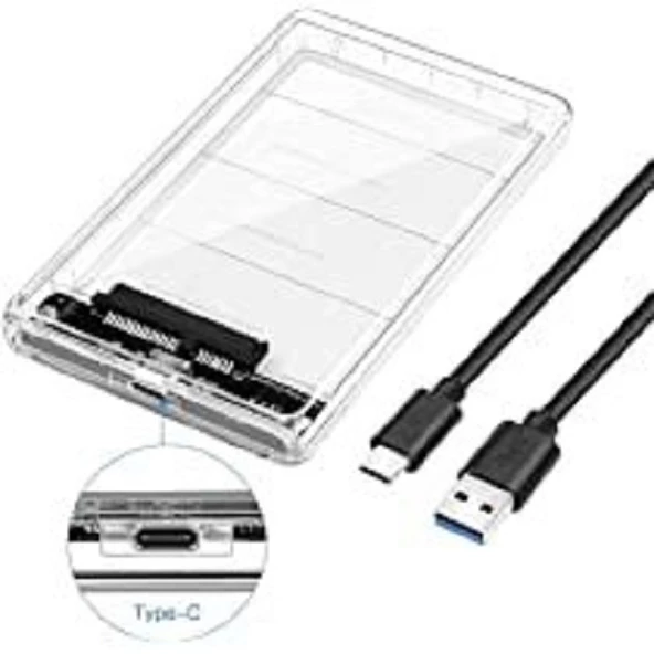 HARDDİSK KUTUSU ŞEFFAF 2.5'' HDD 3.1 TO TYPE-C 6 GBPS MAX 4 TB - Resim 2
