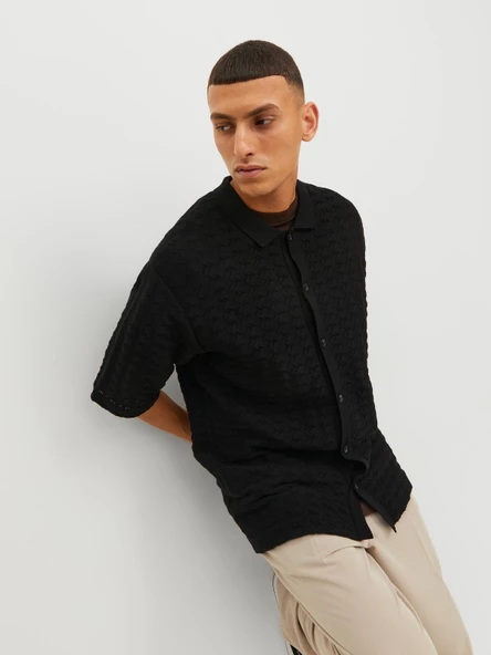 JACK JONES Erkek Geniş Kesim Örme Gömlek 12234327 - 5