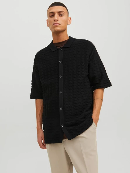 JACK JONES Erkek Geniş Kesim Örme Gömlek 12234327