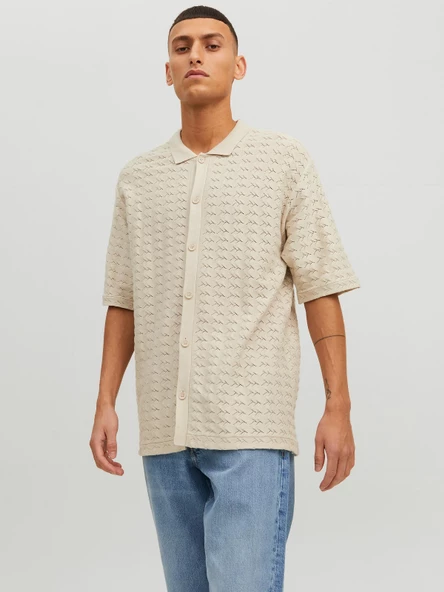 JACK JONES Erkek Geniş Kesim Örme Gömlek 12234327 - 3