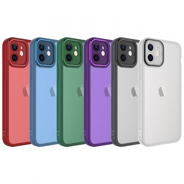 Apple iPhone 11 Kılıf Metal Kamera Korumalı Transparan Renkli Kapak