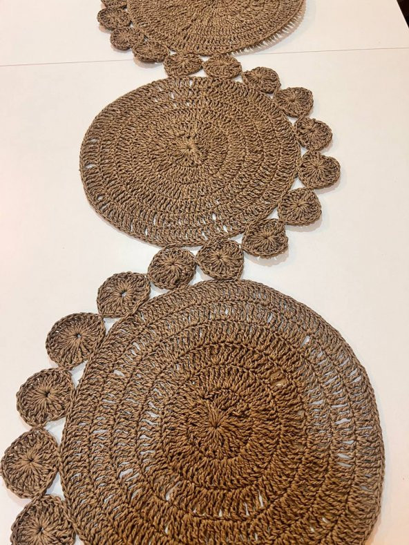 Finezza Hasır Handmade Örme Naturel Brown Runner 100 cm - 1490 - 2
