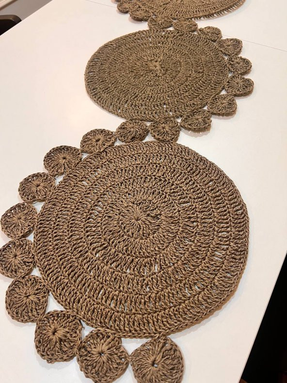 Finezza Hasır Handmade Örme Naturel Brown Runner 100 cm - 1490 - 3