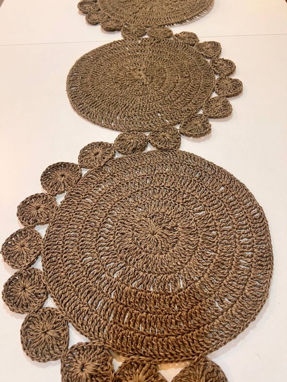 Finezza Hasır Handmade Örme Naturel Brown Runner 100 cm - 1490 - 4