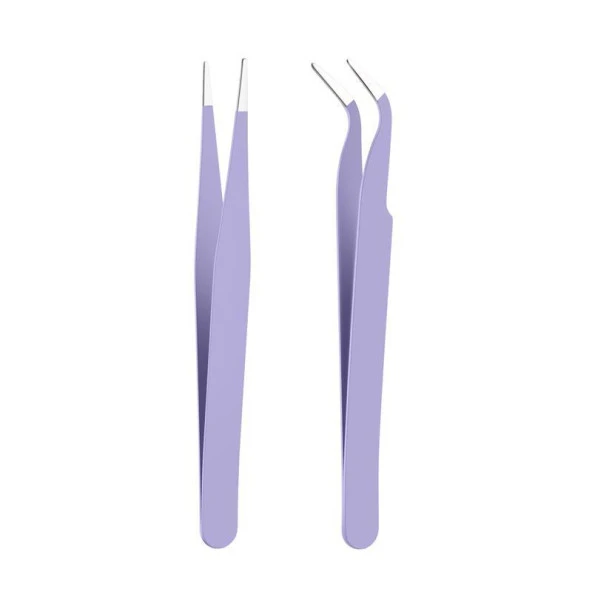 İkili Cımbız Seti Paslanmaz Çelik Lavanta Renk Düz ve Kavisli Model ürün görseli