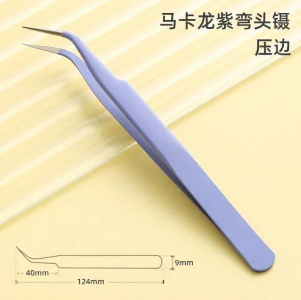 İkili Cımbız Seti Paslanmaz Çelik Lavanta Renk Düz ve Kavisli Model - Resim 7