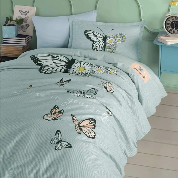 Clasy Ranforce Genç Nevresim Takımı Tek Kişilik Daisy Love V1 Mint - 2