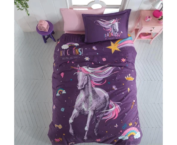 Clasy Ranforce Genç Nevresim Takımı Tek Kişilik Rainbow