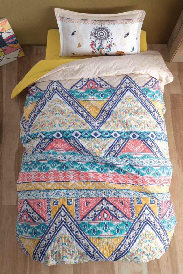 Clasy Ranforce Dört Mevsim Tek Kişilik Set Boho V1 Bej
