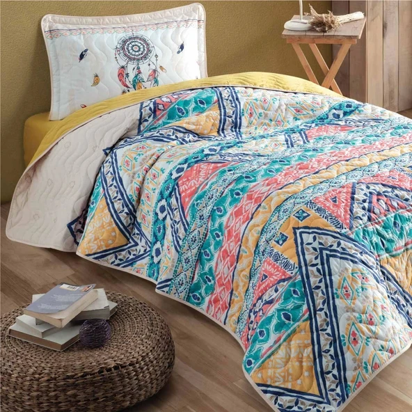 Clasy Ranforce Yatak Örtüsü Tek Kişilik Boho V1 Bej - 2
