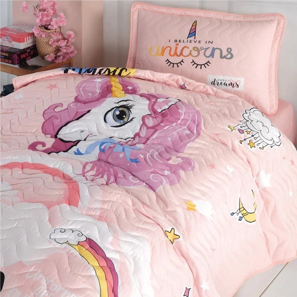 Clasy Ranforce Yatak Örtüsü Tek Kişilik Pink Dreams V1 Pudra - 3
