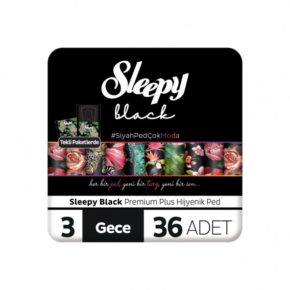 Sleepy Black Premium Plus Hijyenik Ped Gece 36 Adet