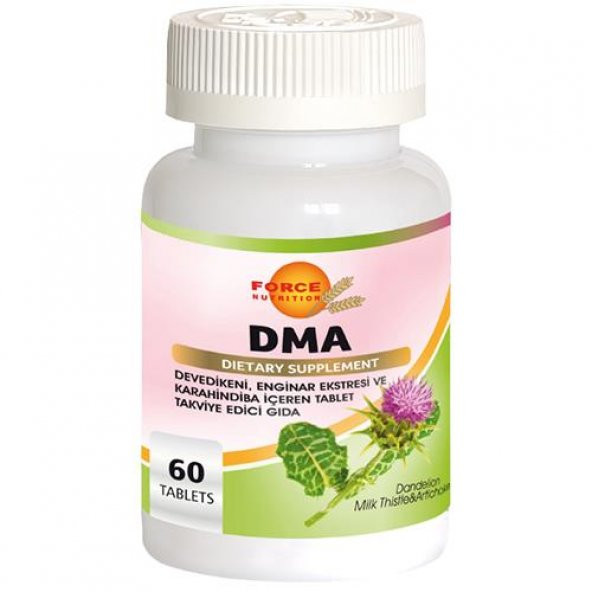 Force Nutrition DMA 60 Tablet Dandelion Milk Thistle Artichoke Deve Dikeni Karahindiba Enginar