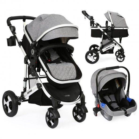 Yoyko Yoyko Ultimate Travel Sistem Bebek Arabası 3 in 1 Gri Silver