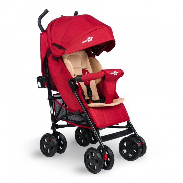 Comfymax Comfymax Tam Yatar Baston Bebek Arabası - Dark Red