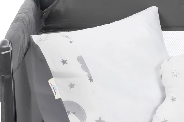 Sema Bebe Sema Baby 6 Parça Lüks Park Yatak Bebek Uyku Seti - Moon - 4