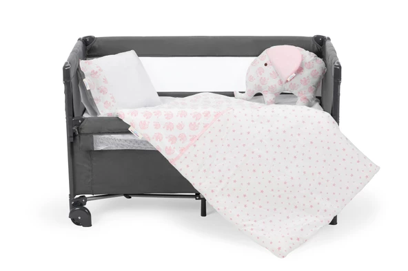 Sema Bebe Sema Baby 6 Parça Lüks Park Yatak Bebek Uyku Seti - Pembe Fil