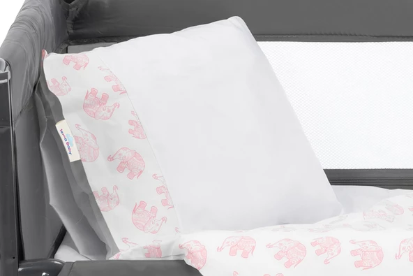 Sema Bebe Sema Baby 6 Parça Lüks Park Yatak Bebek Uyku Seti - Pembe Fil - 4