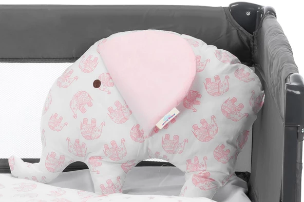 Sema Bebe Sema Baby 6 Parça Lüks Park Yatak Bebek Uyku Seti - Pembe Fil - 3