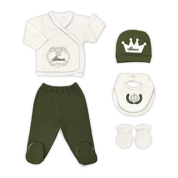 Sema Bebe Sema Baby Prens Lüks 5 Parça Hastane Çıkışı Zıbın Seti - Yeşil
