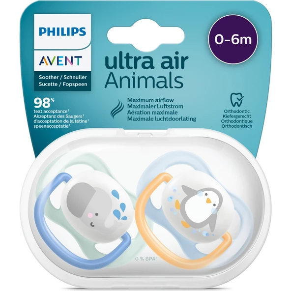 AVENT Philips Avent Ultra Air Animals 2li Emzik 0-6 Ay - Erkek