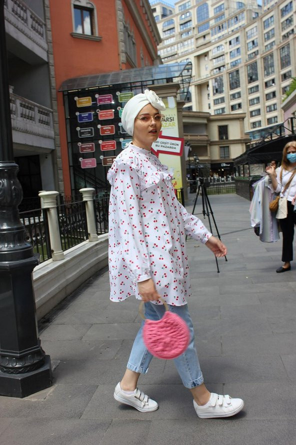 El Örgüsü Yuvarlak Metal Saplı Pembe Çanta - 6