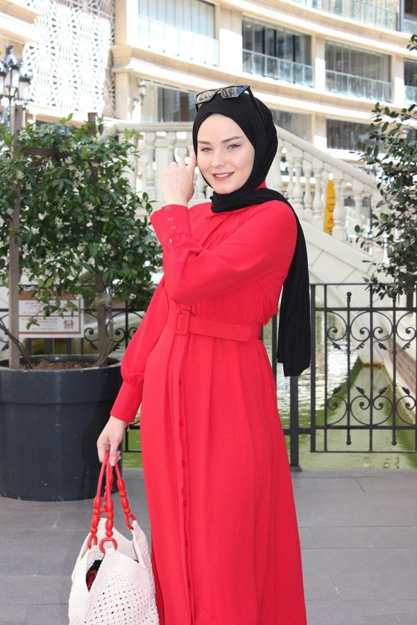 El Örgüsü Makrome Kırmızı Saplı Çanta - 2