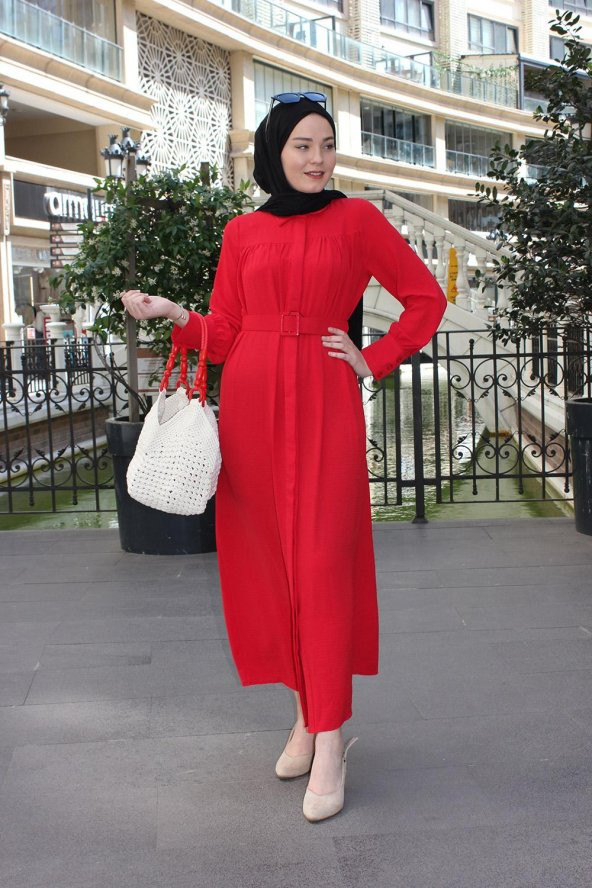 El Örgüsü Makrome Kırmızı Saplı Çanta - 3